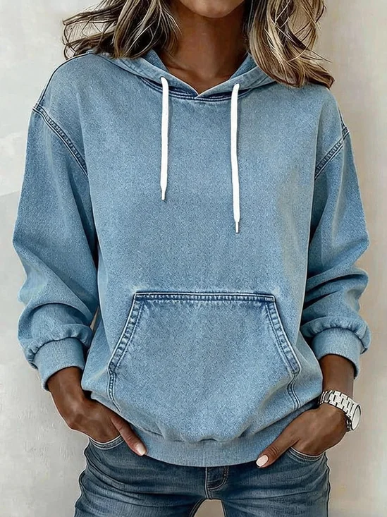 Vintage Plain Hoodie Long Sleeve Hoodie