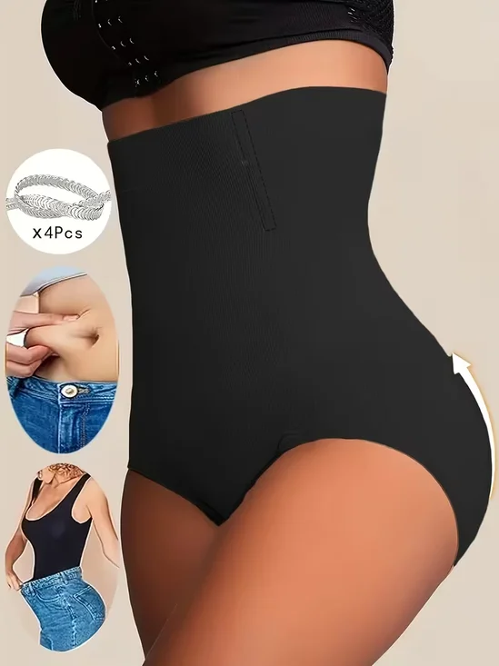 Women's High Waist Shapewear Panties with 4 Steel Bones Non-Slip Tummy Control Butt Lifting Body Shaper