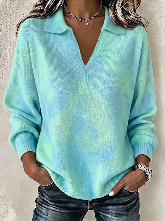 Women Abstract Long Sleeve Comfy Casual Sweater