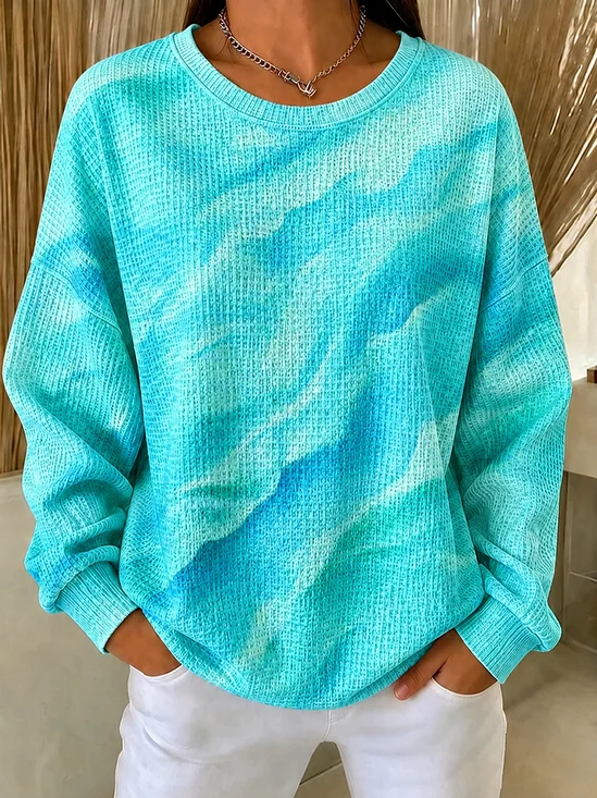 Casual Tie-Dye Pattern Crew Neck Long Sleeve Sweatshirt