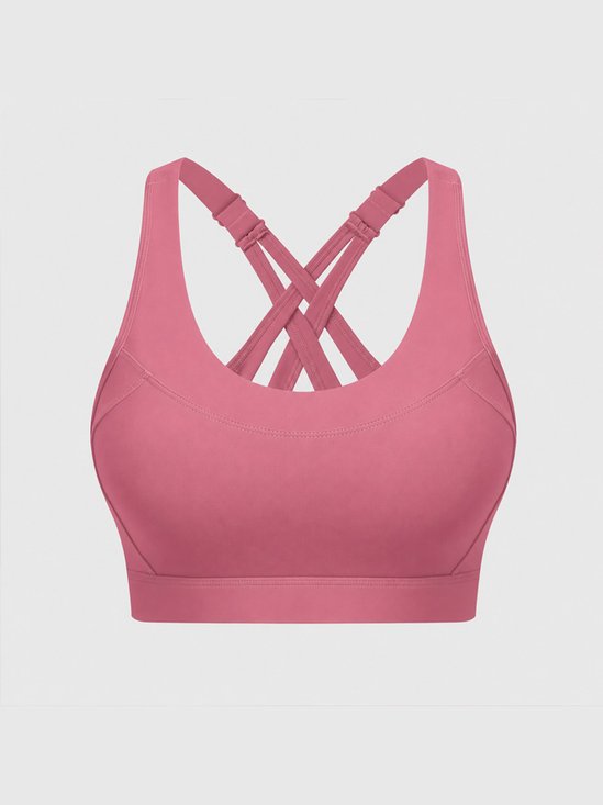 Women's Scoop Neck Seamless Sports Bra Longline Support Workout Crop Top for Fitness