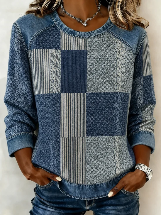 Casual Abstract Graphic Crew Neck Long Sleeve Sweatshirt