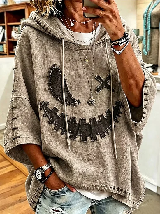 Casual Halloween Hoodie Half Sleeve Hoodie