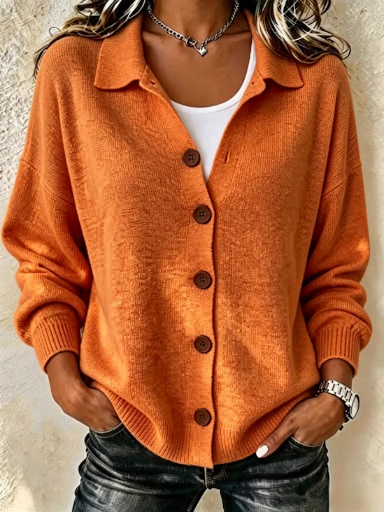 Women Plain Long Sleeve Comfy Casual Cardigan