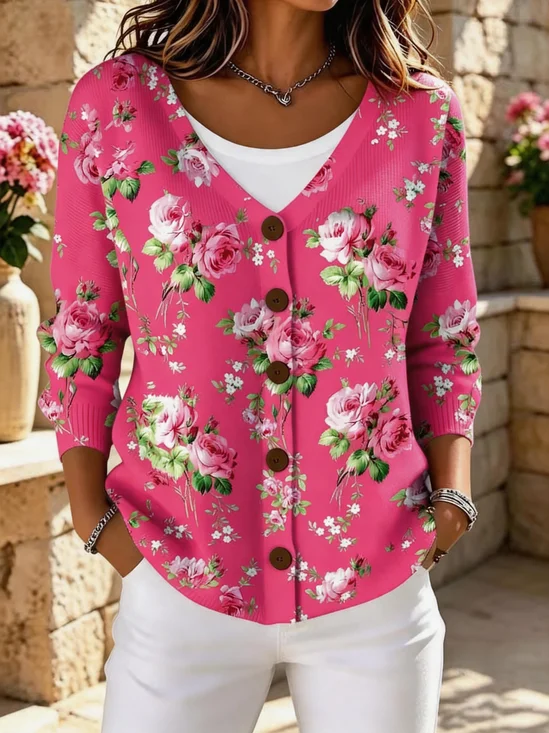 Women Floral Long Sleeve Comfy Vintage Cardigan