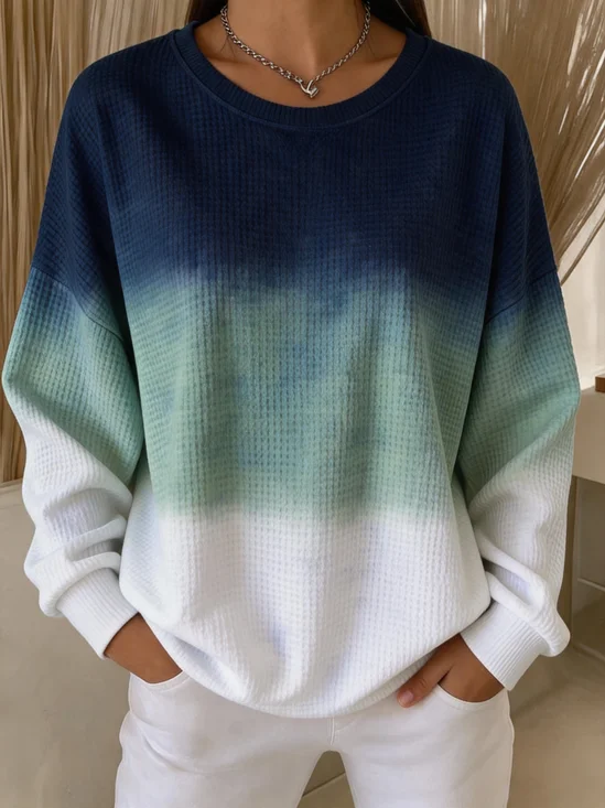 Casual Multicolor Block Crew Neck Long Sleeve Sweatshirt