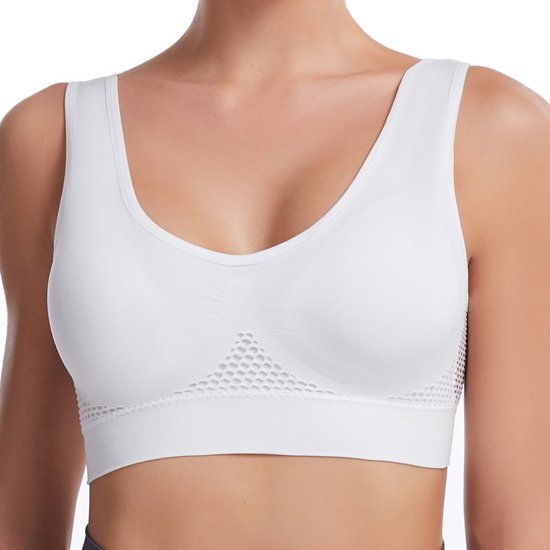 Women's Breathable Sports Bra Mesh Cutout Padded Workout Yoga Gym Bra Top