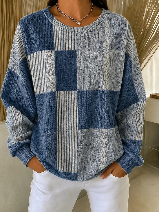 Casual Abstract Graphic Crew Neck Long Sleeve Sweatshirt