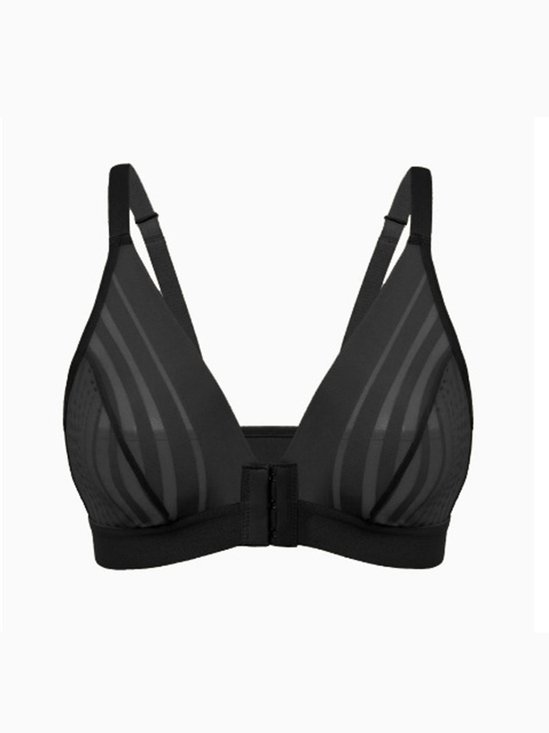 Women's Front-Fastening Striped Mesh Bra