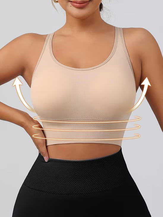 Women's Adjustable X-Back Posture Sports Bra High Support Side Smoothing Hook Closure Yoga Bra