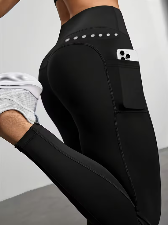 Women's high-waisted, hip-lifting, side-pocket yoga pants, quick-drying, tight-fitting workout clothes