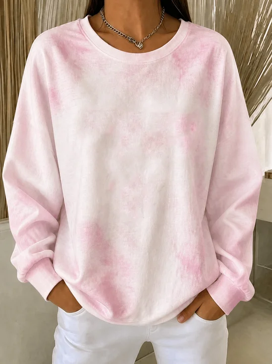 Casual Tie-Dye Pattern Crew Neck Long Sleeve Sweatshirt