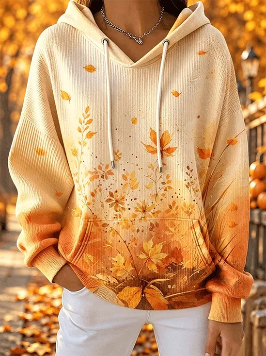 Casual Maple Leaf Hoodie Long Sleeve Hoodie