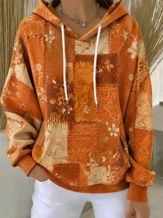 Casual Floral Hoodie Long Sleeve Hoodie