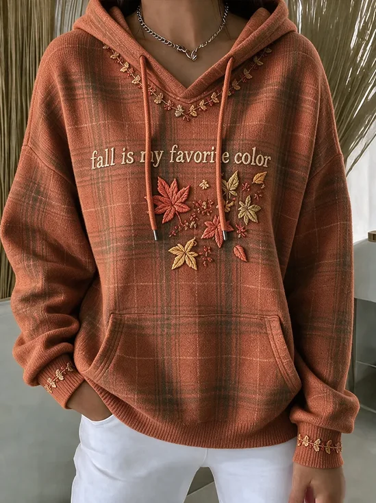 Casual Plaid Hoodie Long Sleeve Hoodie