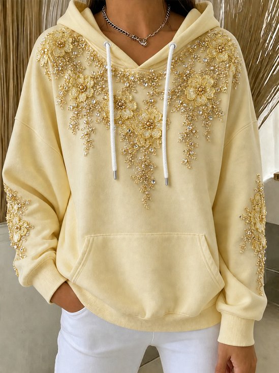 Casual Floral Hoodie Long Sleeve Hoodie