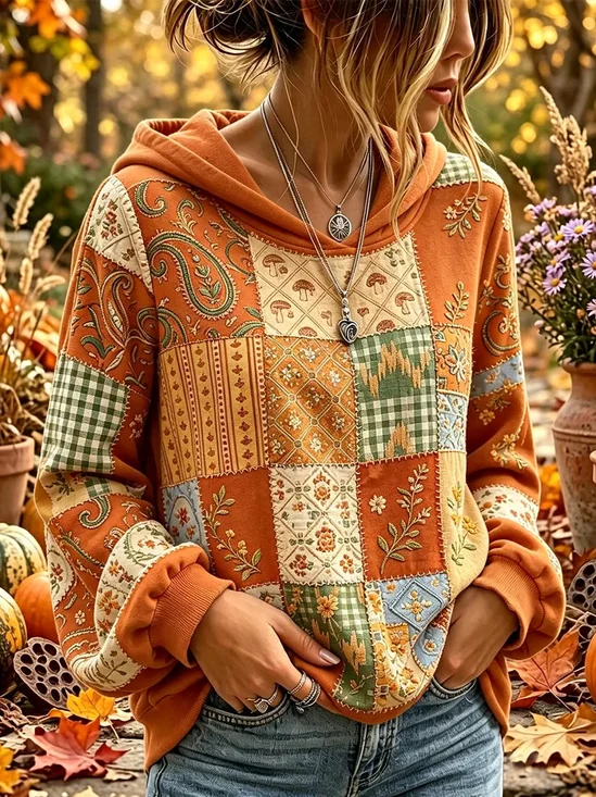 Casual Floral Hoodie Long Sleeve Hoodie