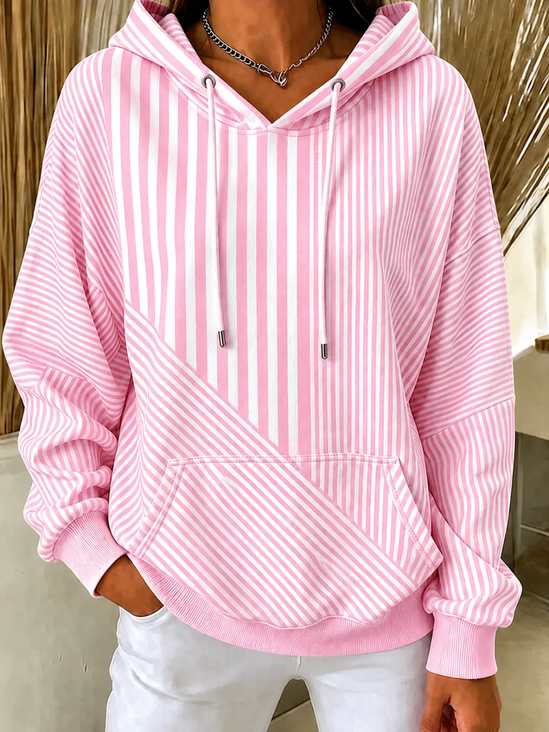 Casual Striped Hoodie Long Sleeve Hoodie