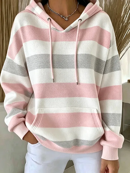 Casual Striped Hoodie Long Sleeve Hoodie