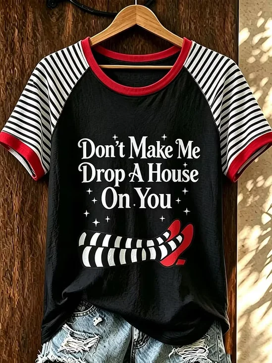Casual Striped Crew Neck Short Sleeve T-shirt