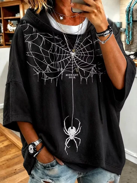 Casual Halloween Hoodie Half Sleeve Hoodie