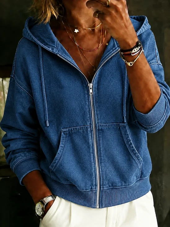 Vintage Plain Hoodie Long Sleeve Hoodie