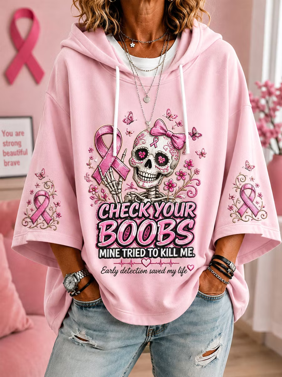 Casual Cute Ghost Print Hoodie Half Sleeve Hoodie