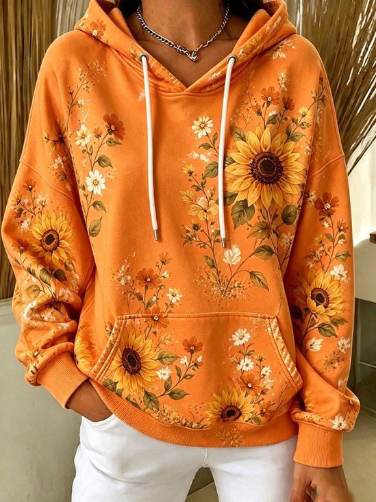 Vintage Floral Hoodie Long Sleeve Hoodie