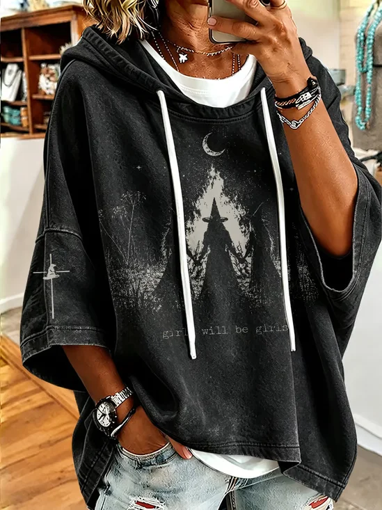 Casual Halloween Hoodie Half Sleeve Hoodie