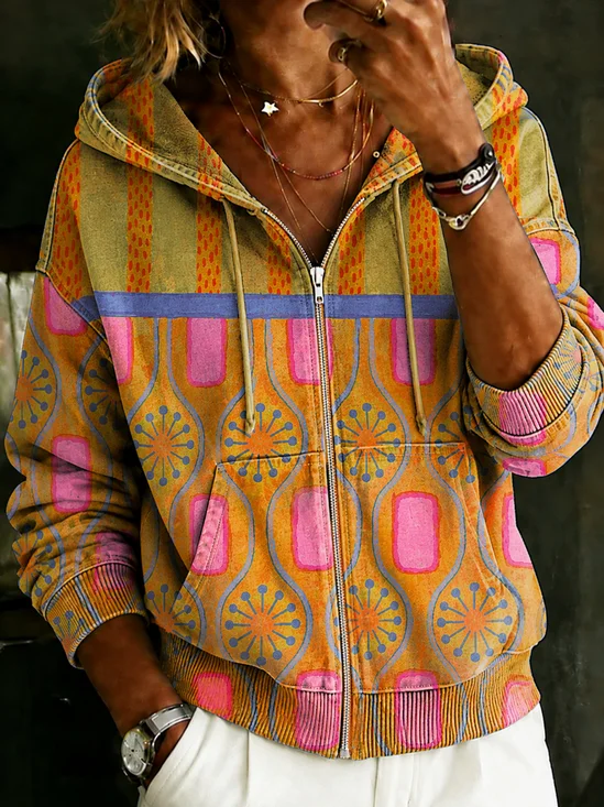 Vintage Abstract Graphic Hoodie Long Sleeve Hoodie