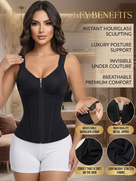 Instant Tummy Control Corset Vest for Women Bust Support Back Smoothing Waist Cincher