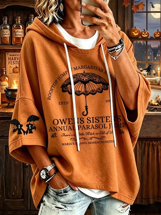 Casual Text Letters Hoodie Half Sleeve Hoodie