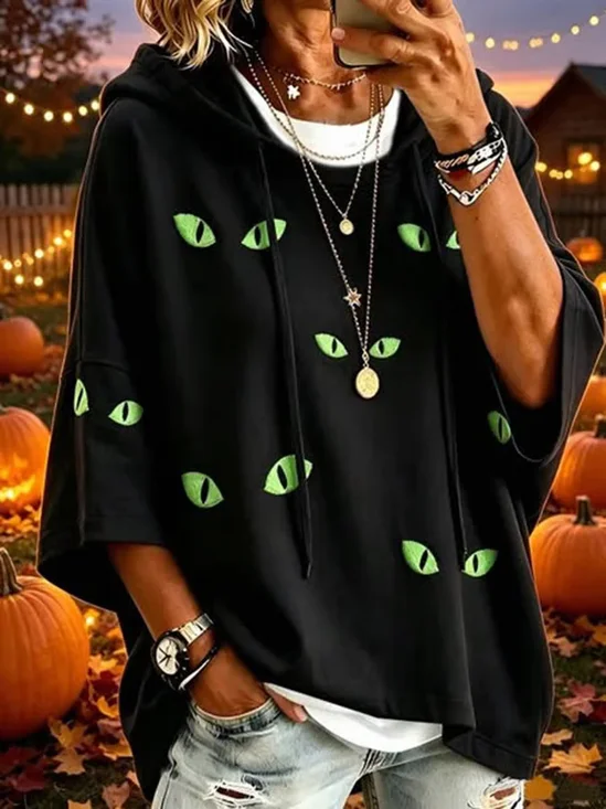 Casual Halloween Hoodie Half Sleeve Hoodie