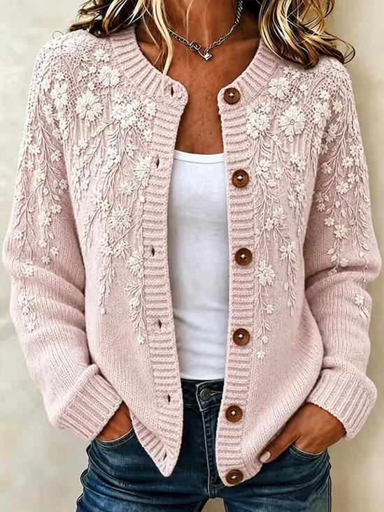 Women Floral Long Sleeve Comfy Casual Cardigan