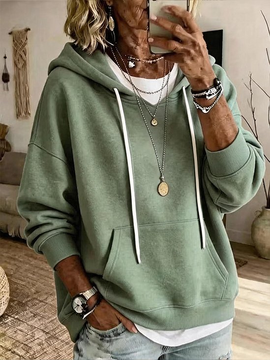 Vintage Plain Hoodie Long Sleeve Hoodie