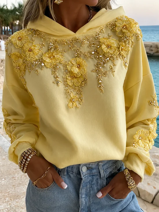 Casual Floral Hoodie Long Sleeve Hoodie