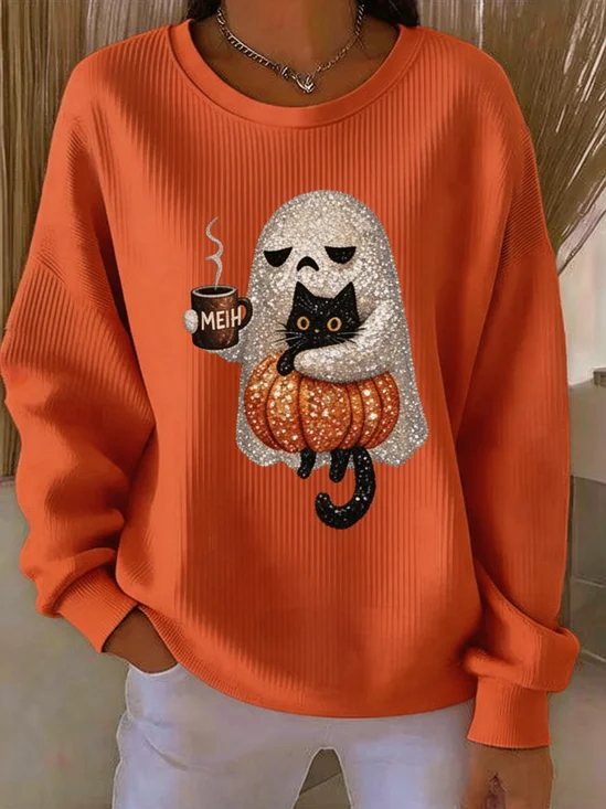 Vintage Cartoon Crew Neck Long Sleeve Sweatshirt