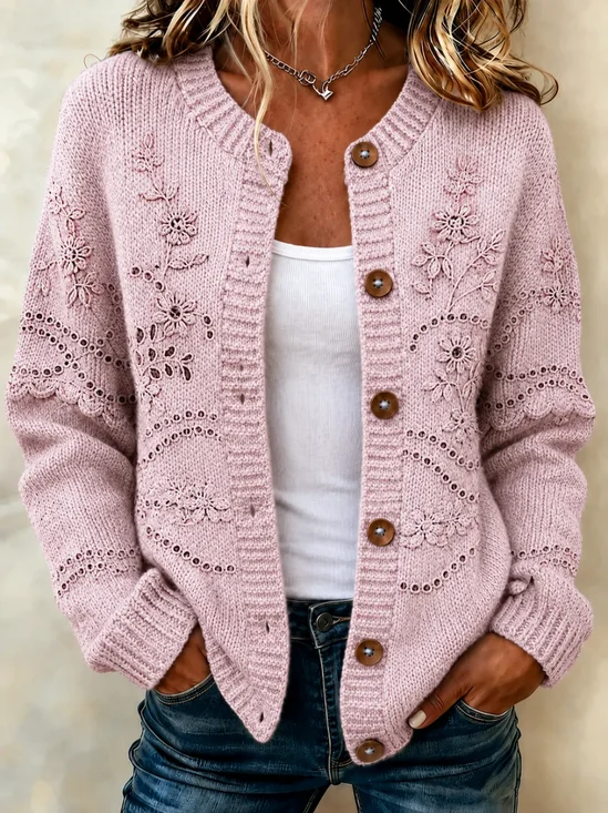 Women Floral Long Sleeve Comfy Vintage Printing Cardigan
