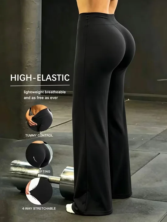 Women's High Waist Wide Leg Flare Yoga Pants Butt Lifting Tummy Control Workout Pants
