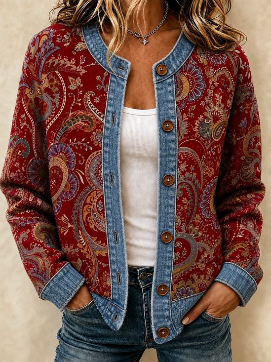 Women Floral Long Sleeve Comfy Vintage Cardigan