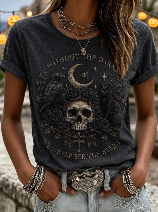Casual Cat Crew Neck Short Sleeve T-shirt