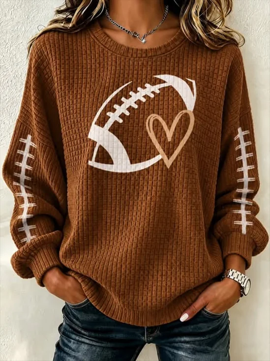 Casual Heart/Cordate Crew Neck Long Sleeve Sweatshirt