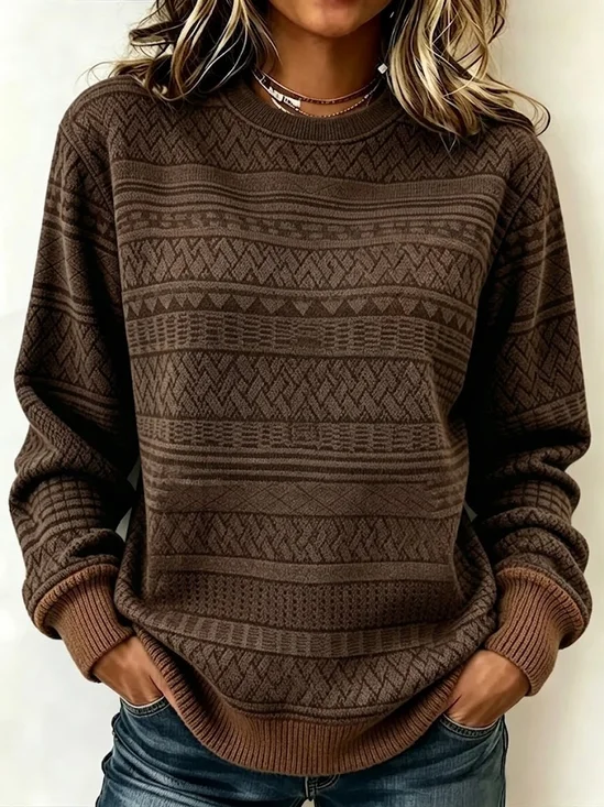 Casual Abstract Crew Neck Long Sleeve Sweatshirt