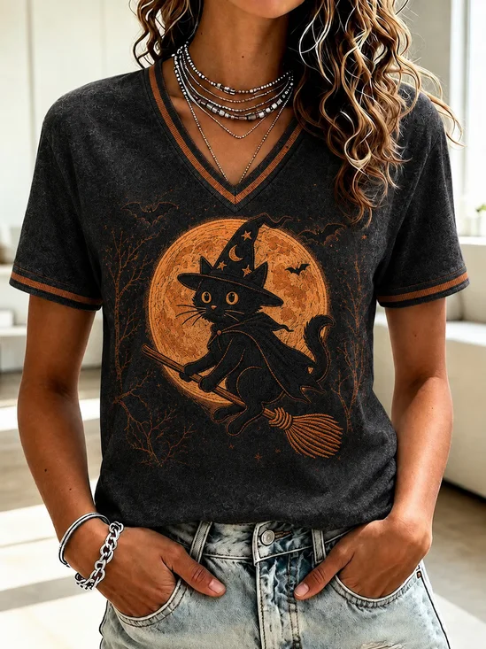 Vintage Halloween Crew Neck Short Sleeve T-shirt