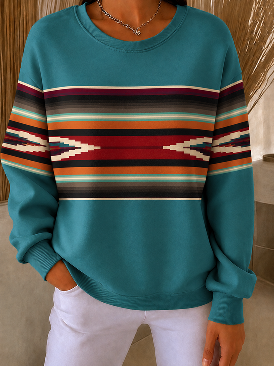 Casual Abstract Graphic Crew Neck Long Sleeve Sweatshirt