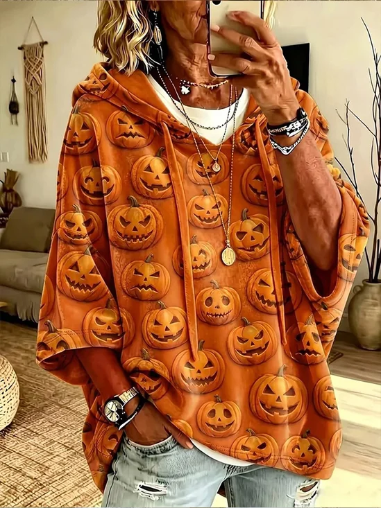 Casual Halloween Hoodie Half Sleeve Hoodie