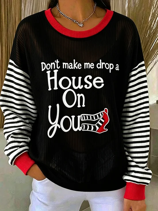 Casual Striped Crew Neck Long Sleeve Sweatshirt