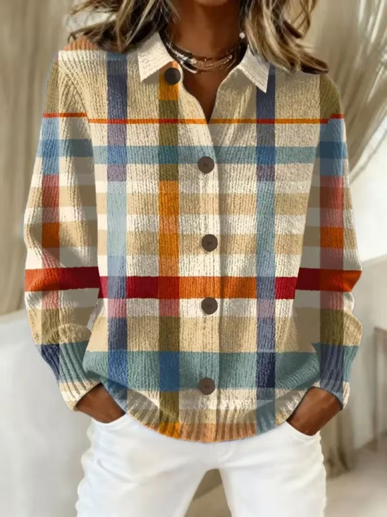 Women Color Block Long Sleeve Comfy Casual Cardigan