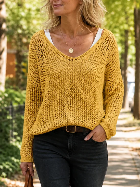 Women Plain Casual Blouse Hoodie Long Sleeve Hollow Out Top