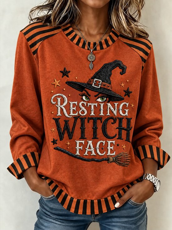Vintage Striped Crew Neck Long Sleeve Sweatshirt